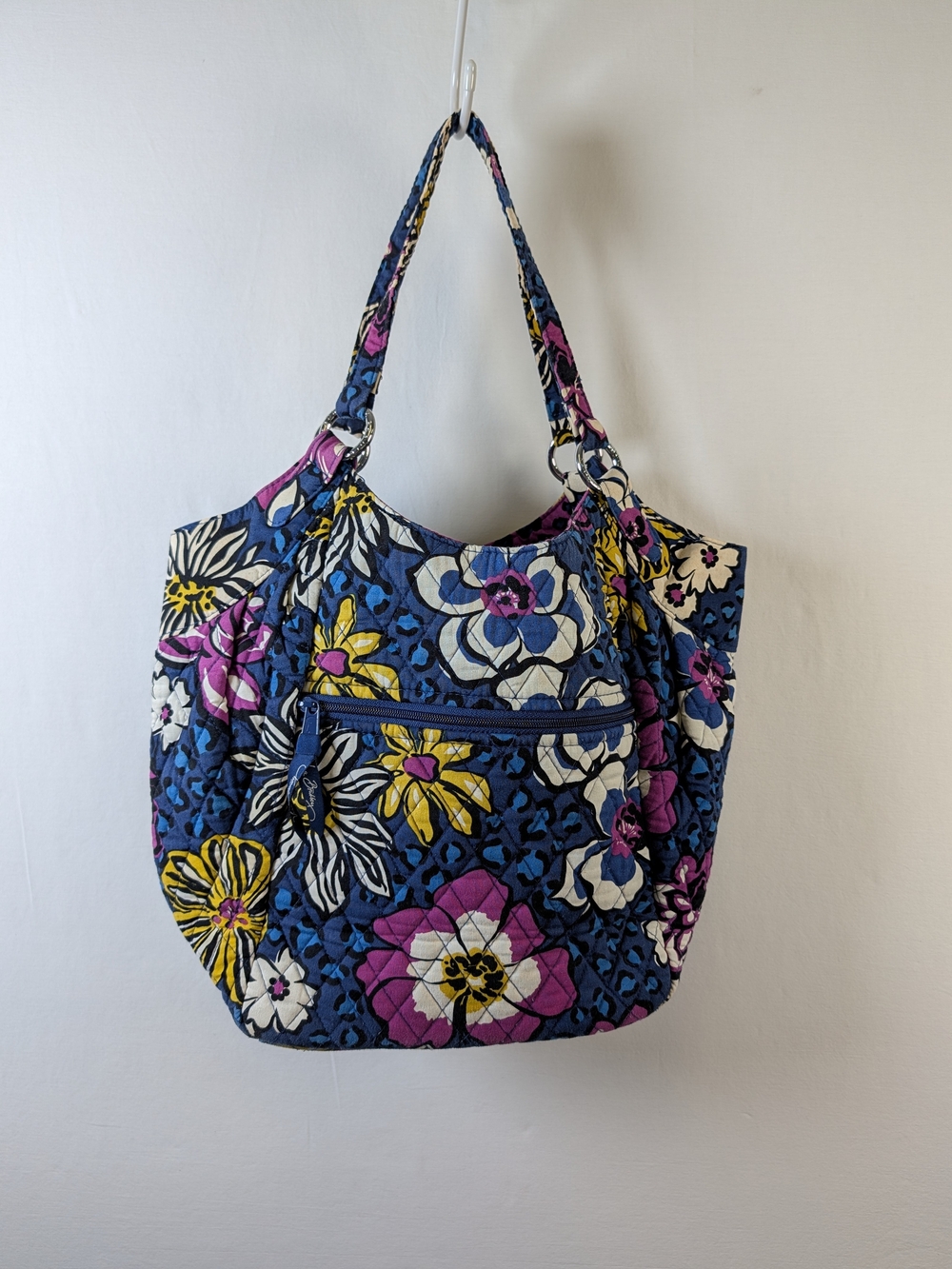 Vera Bradley African Violet Crescent Shoulder Hobo Quilted Tote